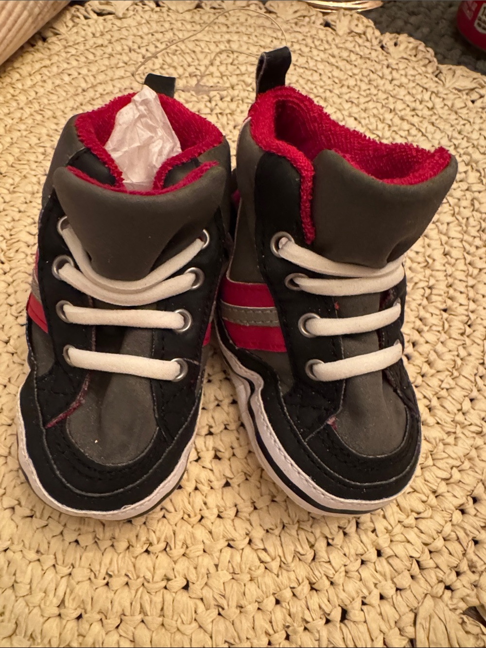 GAP Kids Black and Red High-Top Sneakers